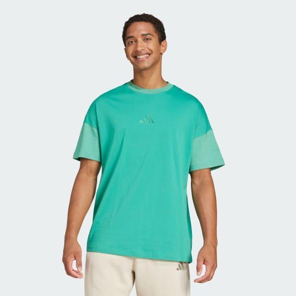 adidas ALL SZN Colorblock Tee Semi Court Green XL Mens Product Image