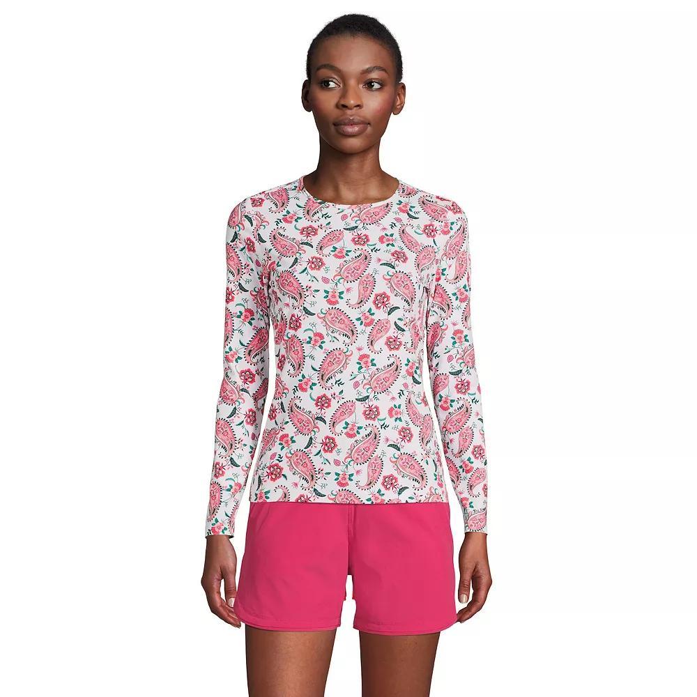 Petite Lands' End UPF 50 Long Sleeve Rash Guard, Women's, Size: XXS Petite, White Paisley Floral Product Image