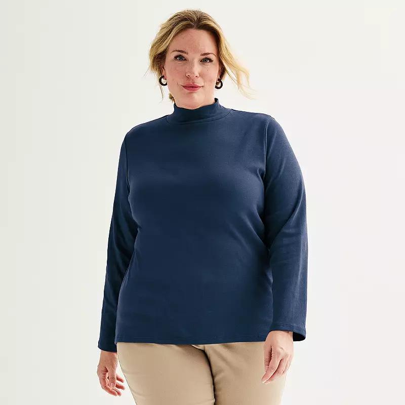 Plus Size Croft & Barrow® Essential Long-Sleeve Mockneck Top, Women's, Size: 5XL, Red Product Image
