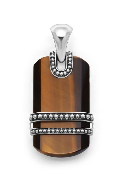 Lagos Mens Sterling Silver Anthem Tiger Eye Dog Tag Amulet Pendant - Exclusive Product Image