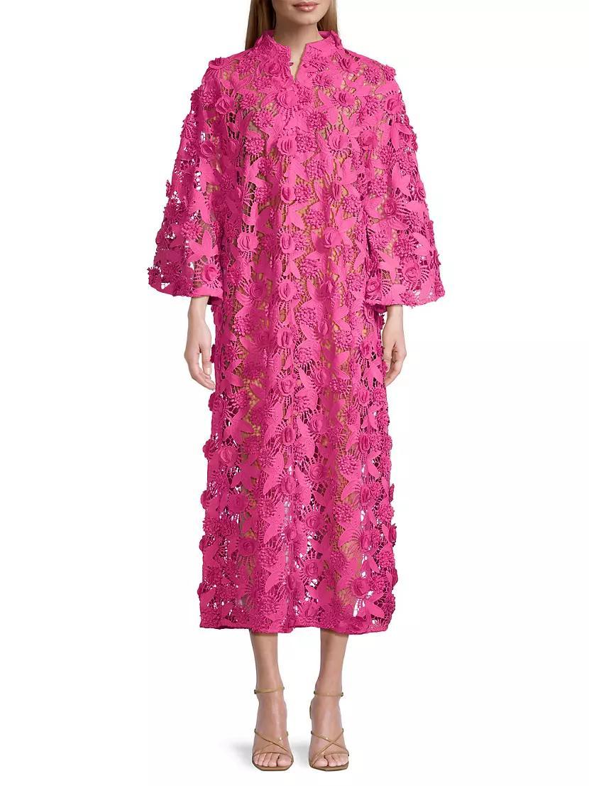 '70s Floral Lace Maxi Caftan Dress Product Image