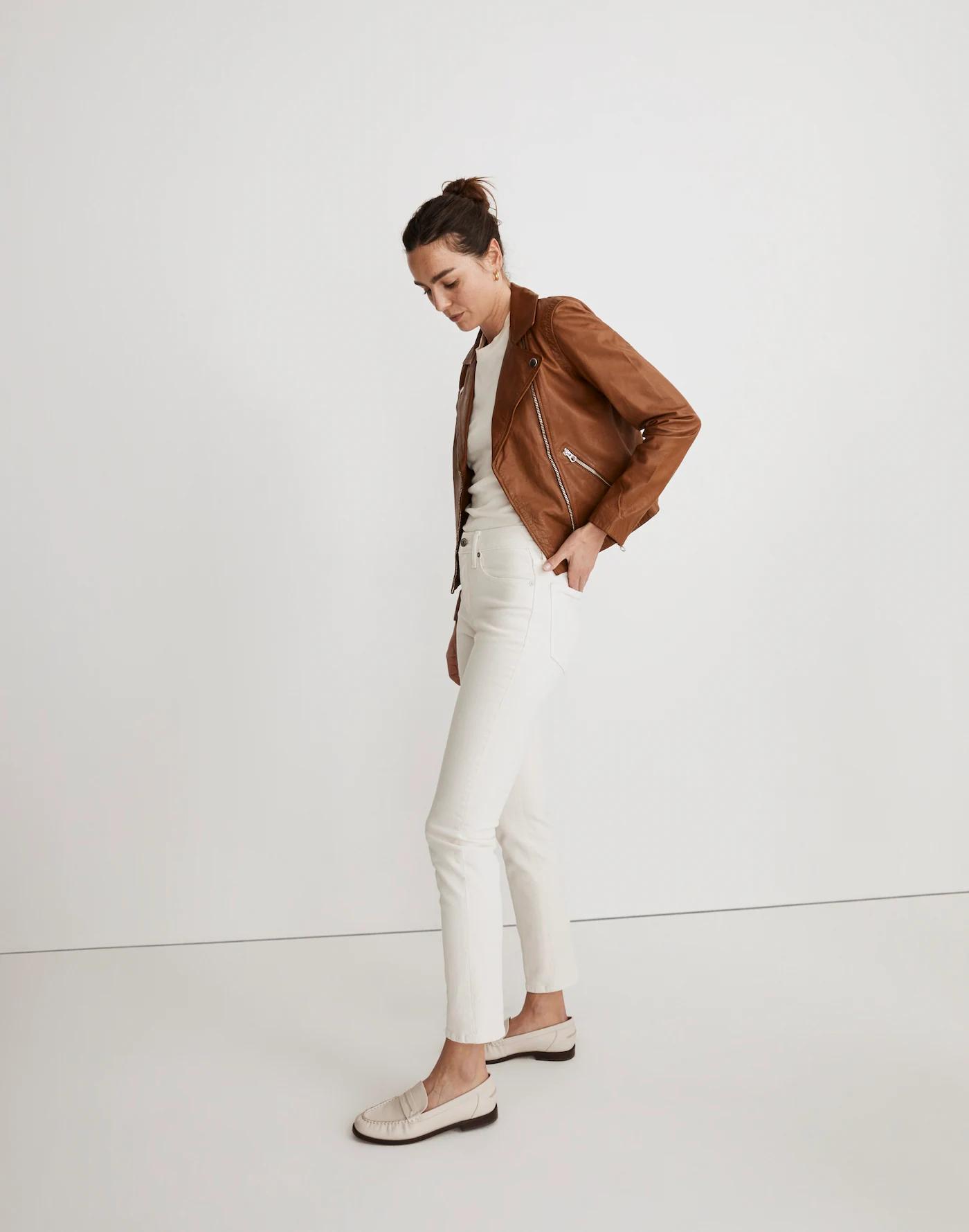 The Washed Leather Motorcycle Jacket Product Image