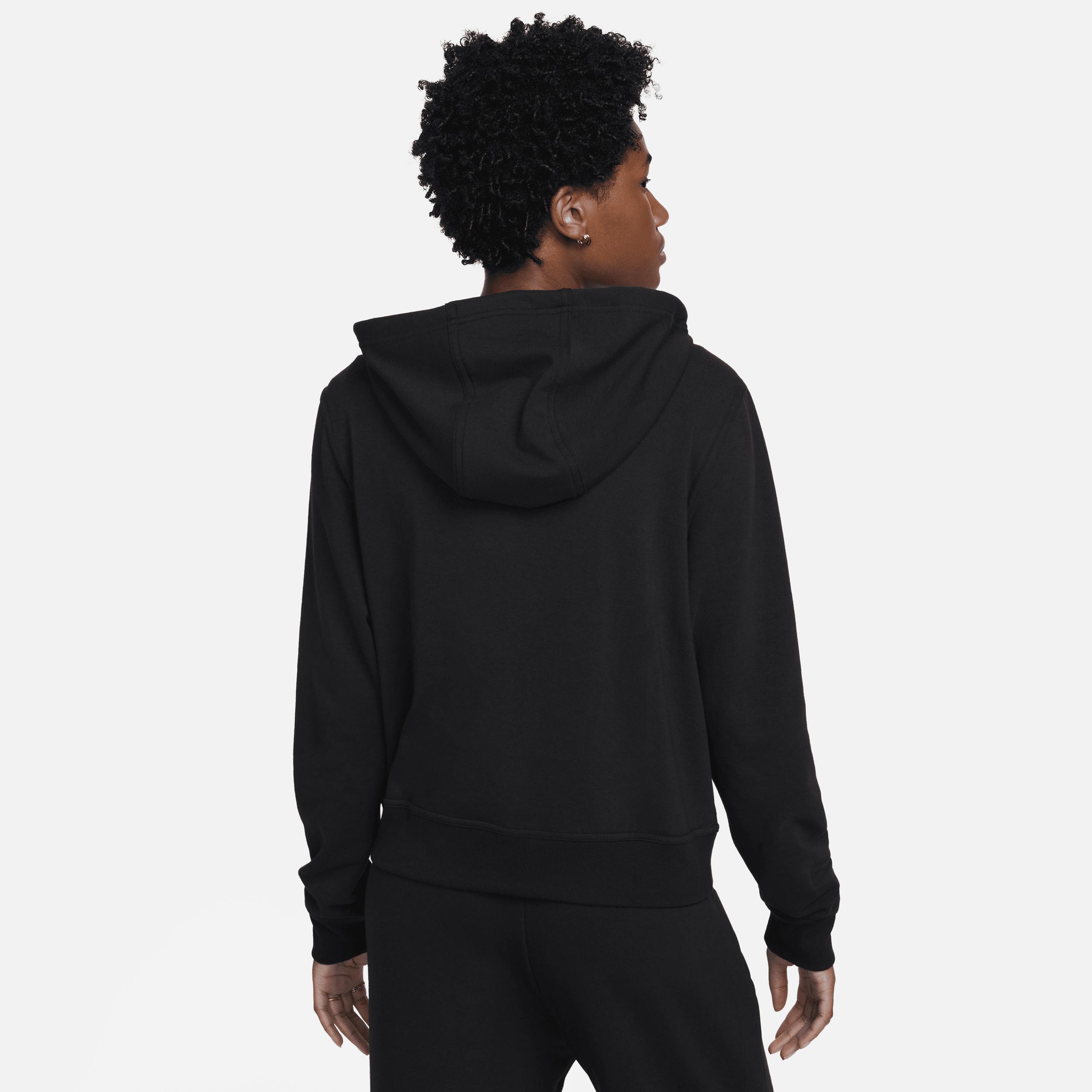 Nike Women's One Dri-FIT French Terry Full-Zip Hoodie in Black/Black Size XL Cotton/Polyester/Spandex Product Image