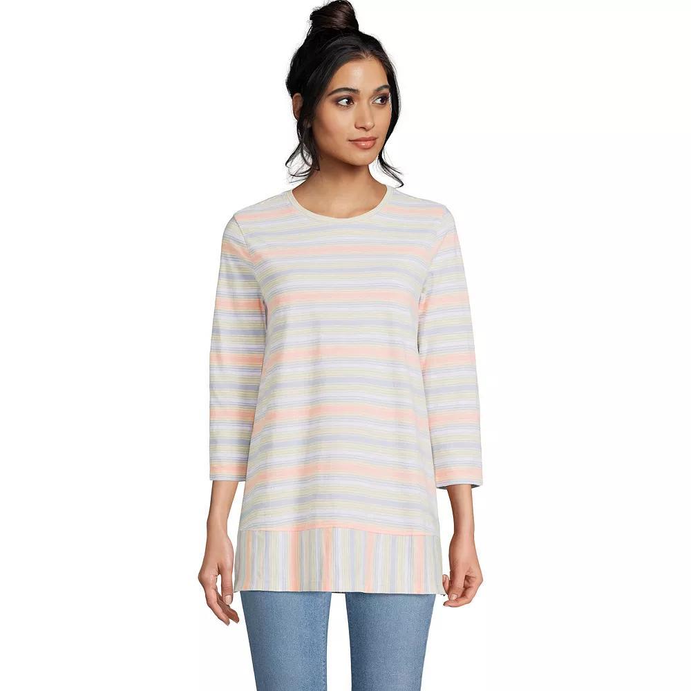 Women's Lands' End Slub Jersey Swing Tunic, Size: XS, White Black Stripe Product Image