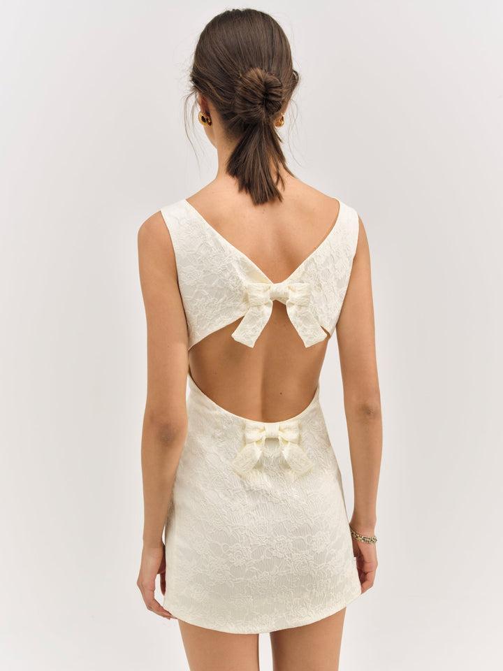 Rosie Jacquard Mini Dress — Ivory Product Image