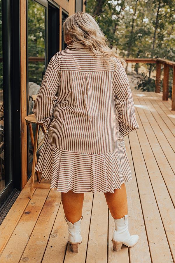 Stripe A Pose Mini Dress in Brown Curves Product Image