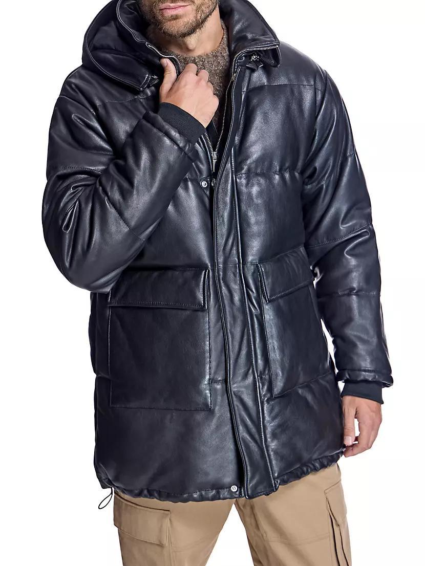 Men's Hooded Leather Coat Product Image
