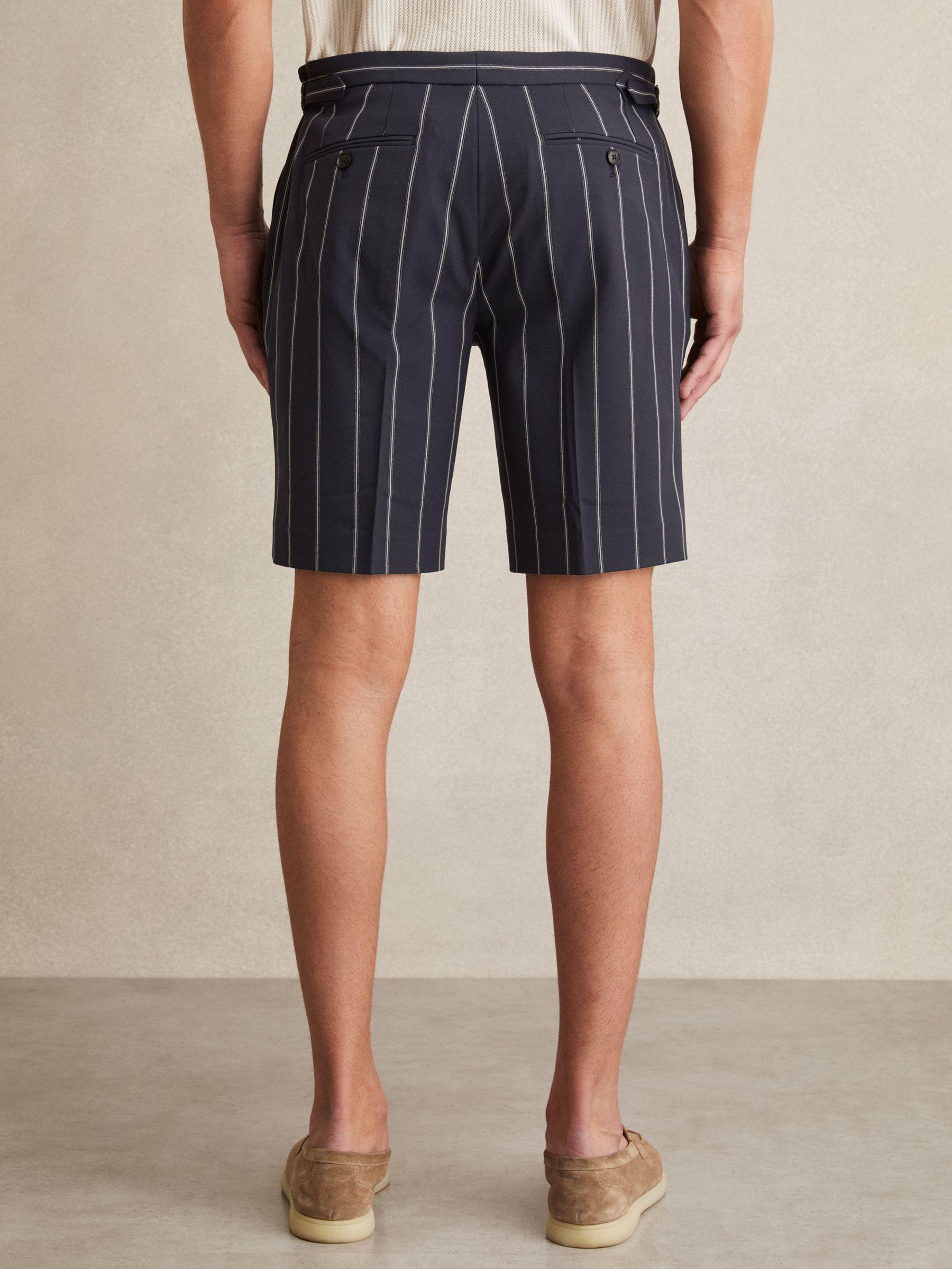 Striped Side-Adjuster Shorts in Navy Product Image