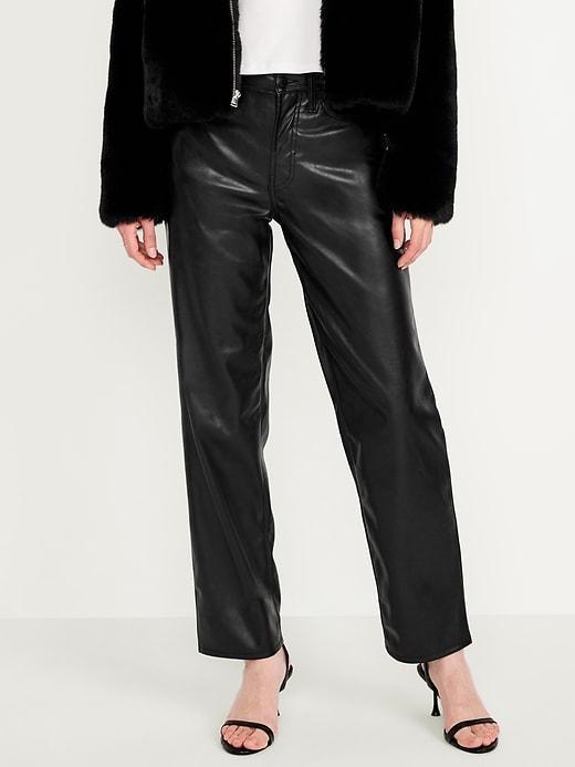 High-Waisted OG Loose Faux-Leather Pants Product Image