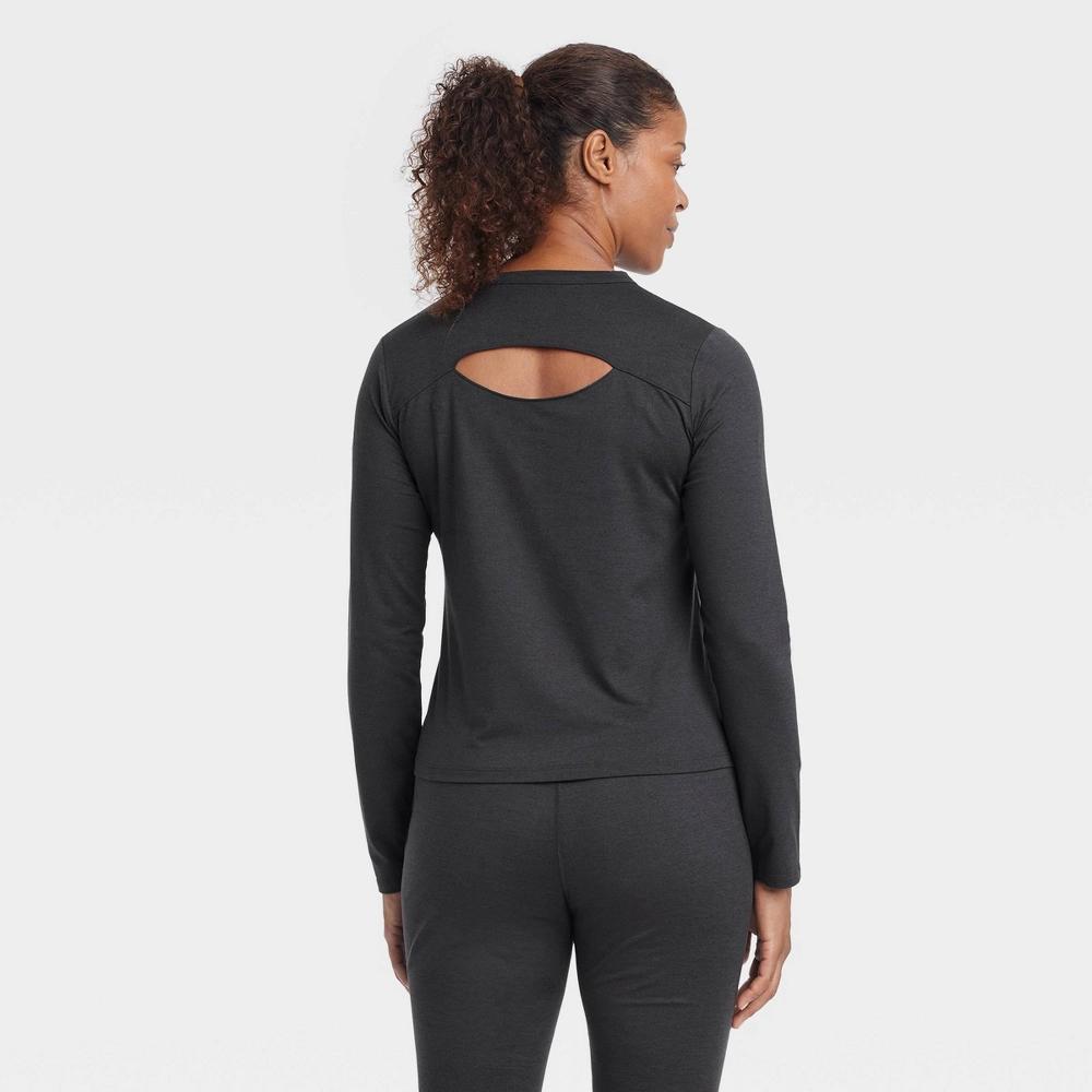Womens Soft Stretch Long Sleeve Top - All In Motion Black XS: Moisture Wicking, Quick Dry, Pullover Product Image
