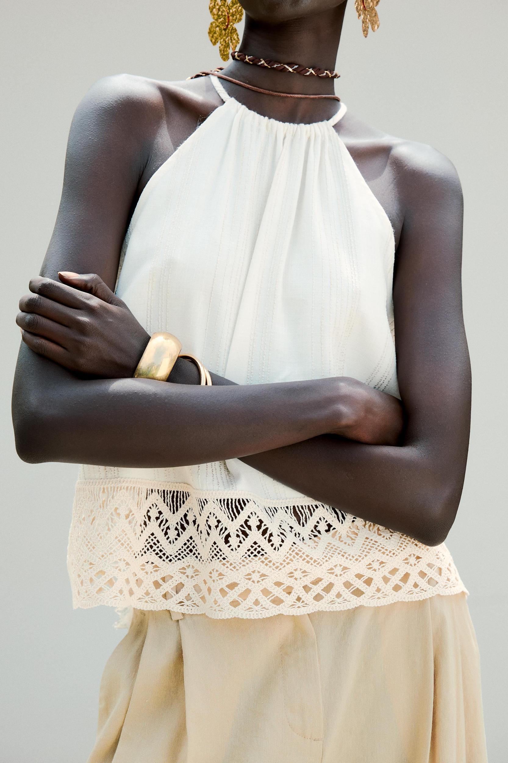 RUSTIC CROCHET HEM TOP Product Image