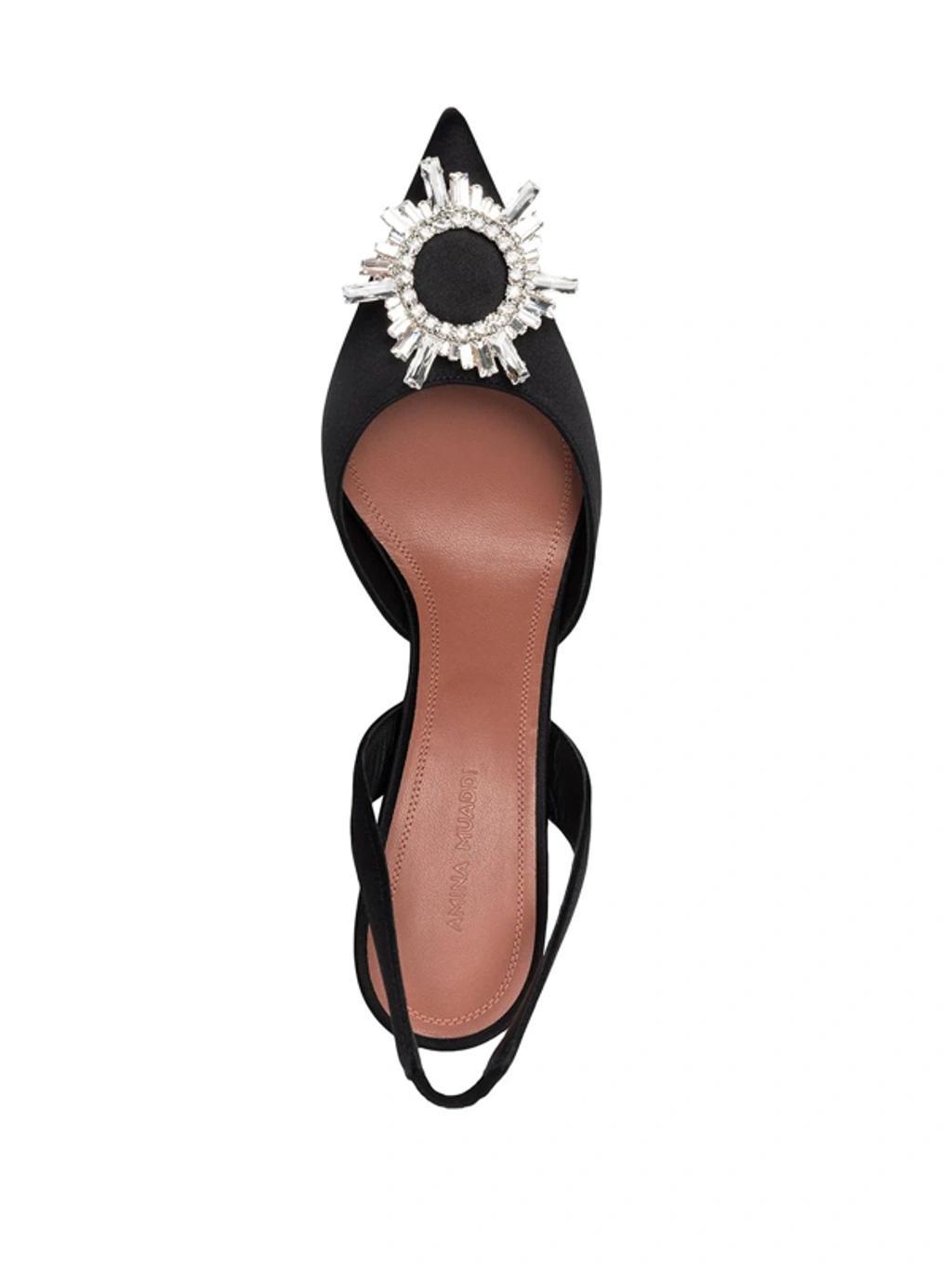 AMINA MUADDI Begum Crystal-buckle Slingback Pumps In Black Product Image