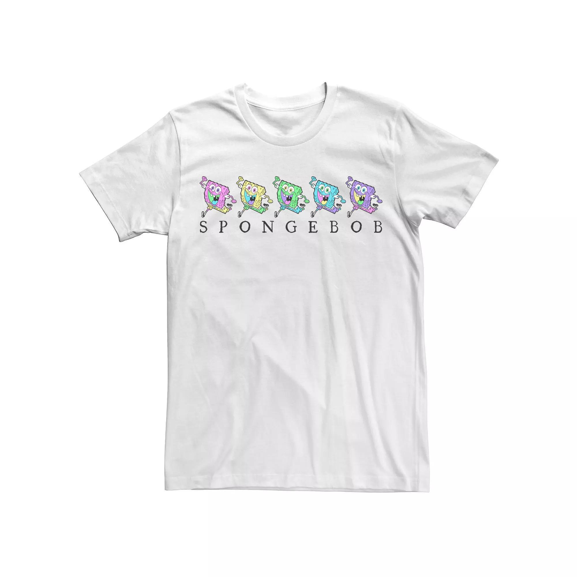 Men's SpongeBob Color Neon Line Up Tee, Size: Small, White Product Image