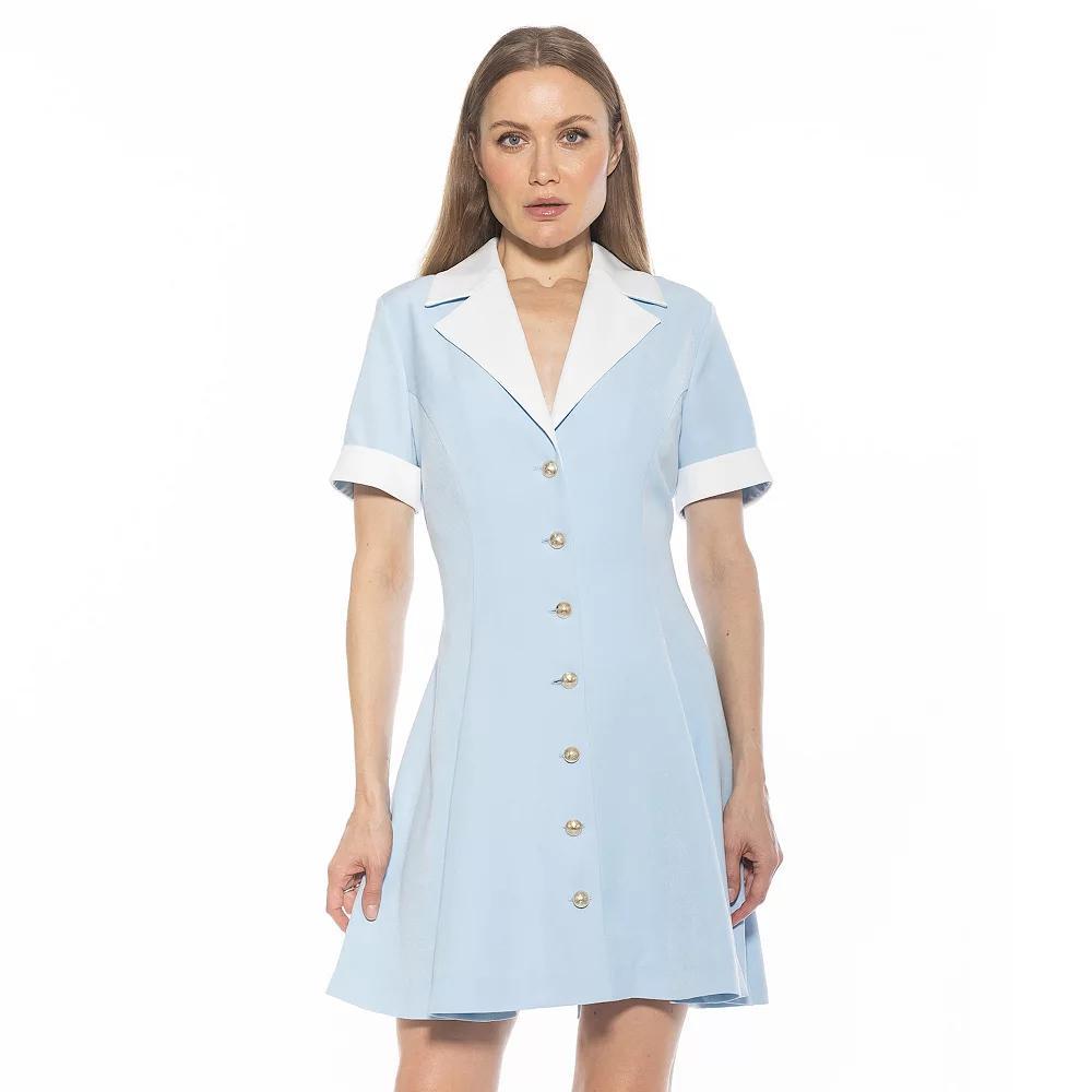 Women's ALEXIA ADMOR Linus Collar Fit & Flare Button-Down Dress, Size: 12, Halogen Blue Product Image