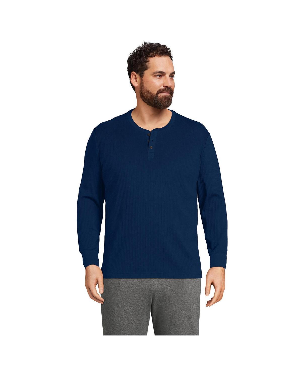 Men's Lands' End Ribbed Pajama Sleep Henley, Size: XXL, Grey Heather Product Image