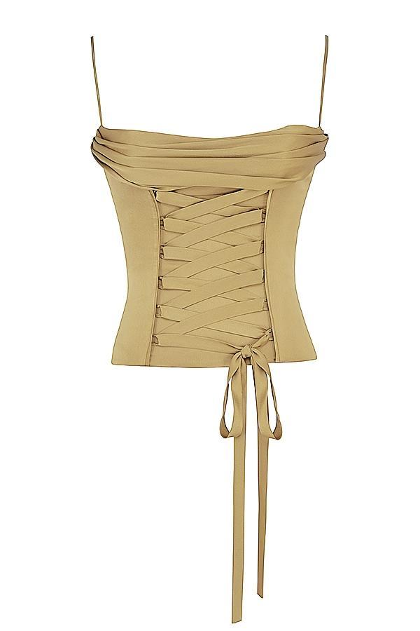 Letitia  olive satin lace up corset - sale Product Image