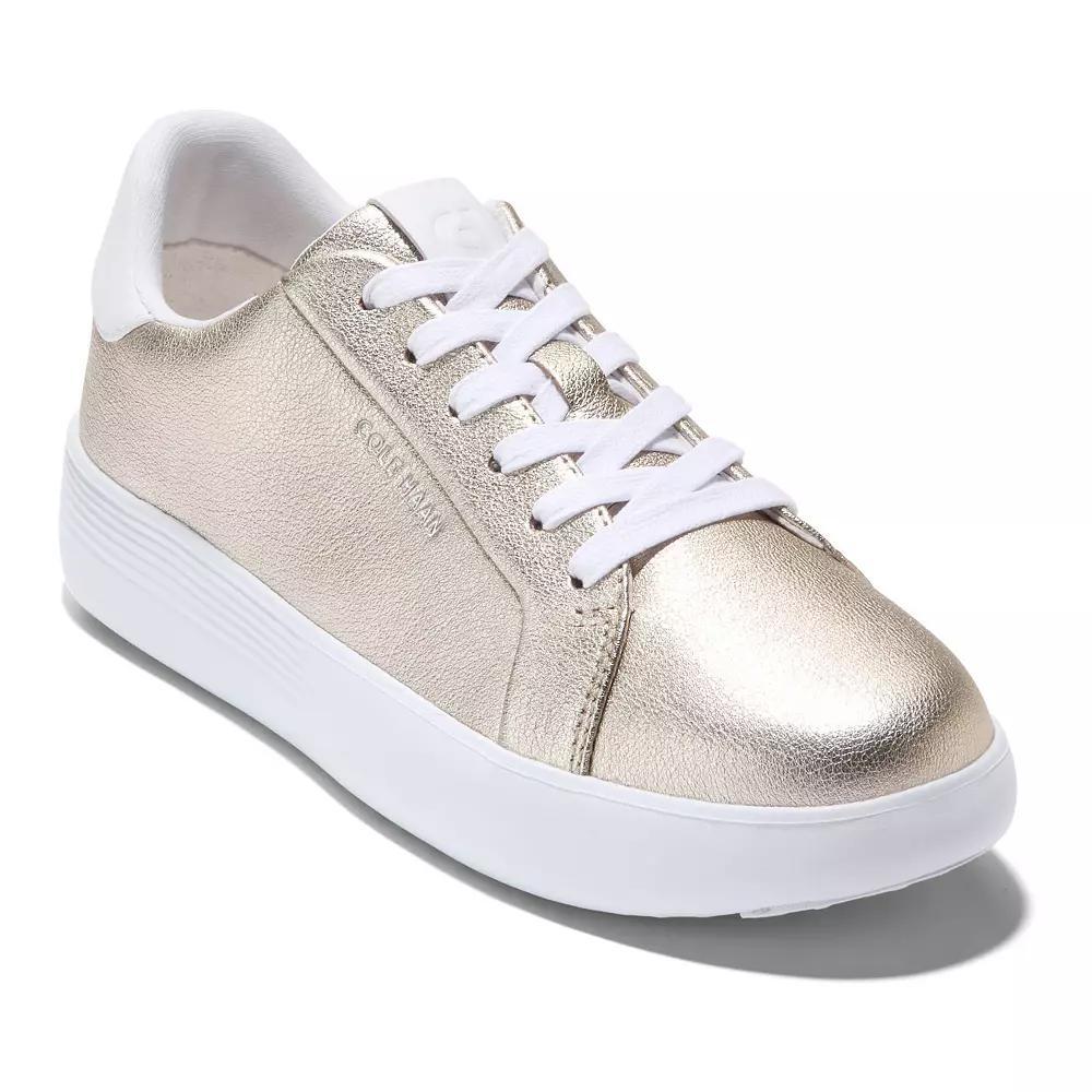 Cole Haan Grand Crosscourt Joy Womens Platform Sneakers Soft Gold Grey Product Image