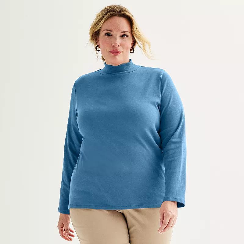 Plus Size Croft & Barrow® Essential Long-Sleeve Mockneck Top, Women's, Size: 5XL, Brandy Red Product Image