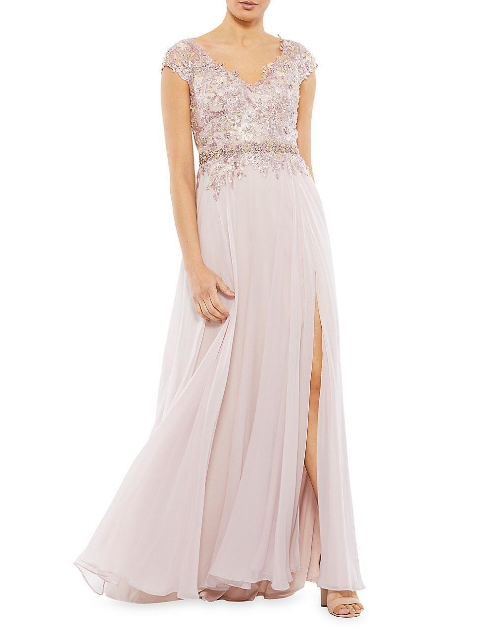 Mac Duggal Beaded V-Neck Cap Sleeve A Product Image