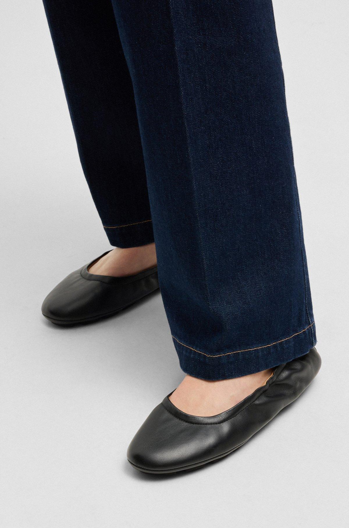 BOSS - Nappa-leather ballerina pumps with Double B monogram - Black Product Image