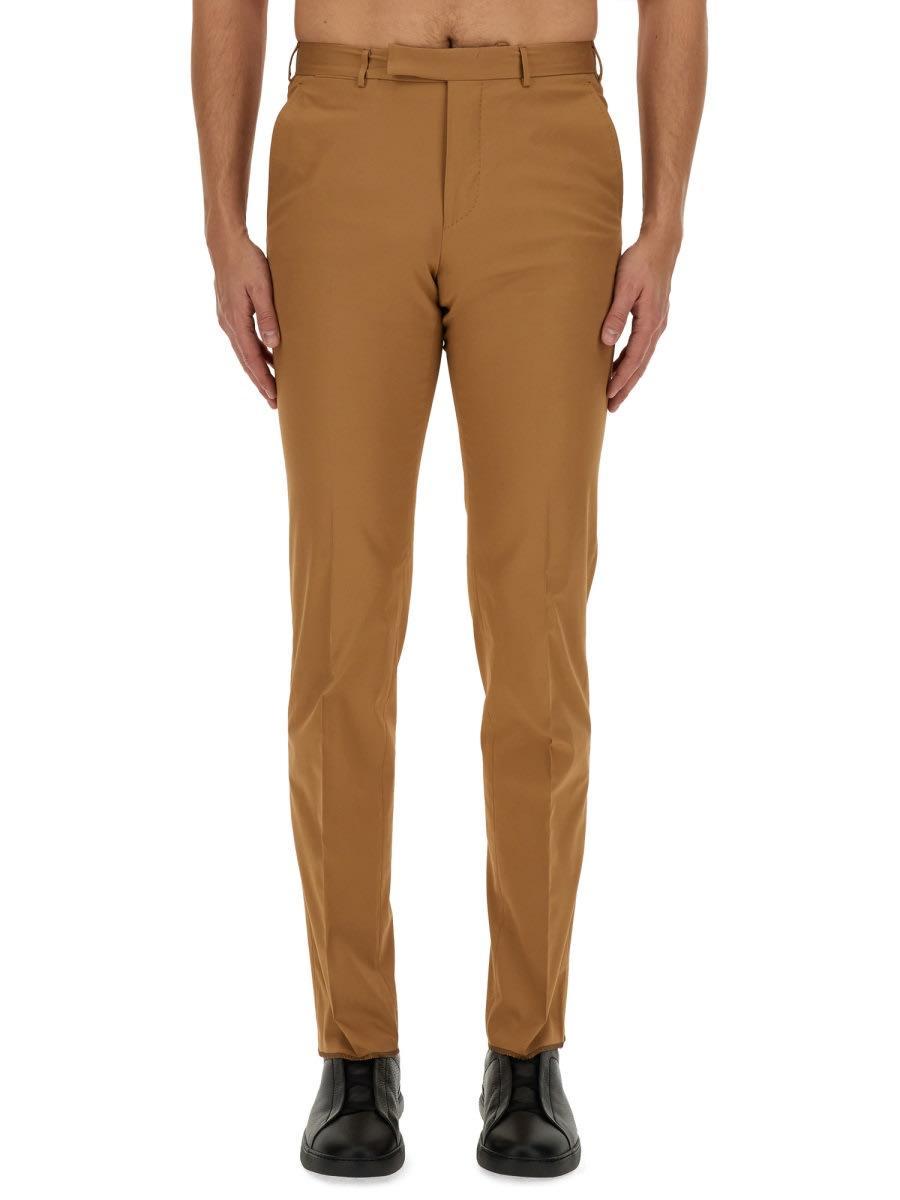 ZEGNA Man Caramel Cotton Blend Pant In Foliage Product Image