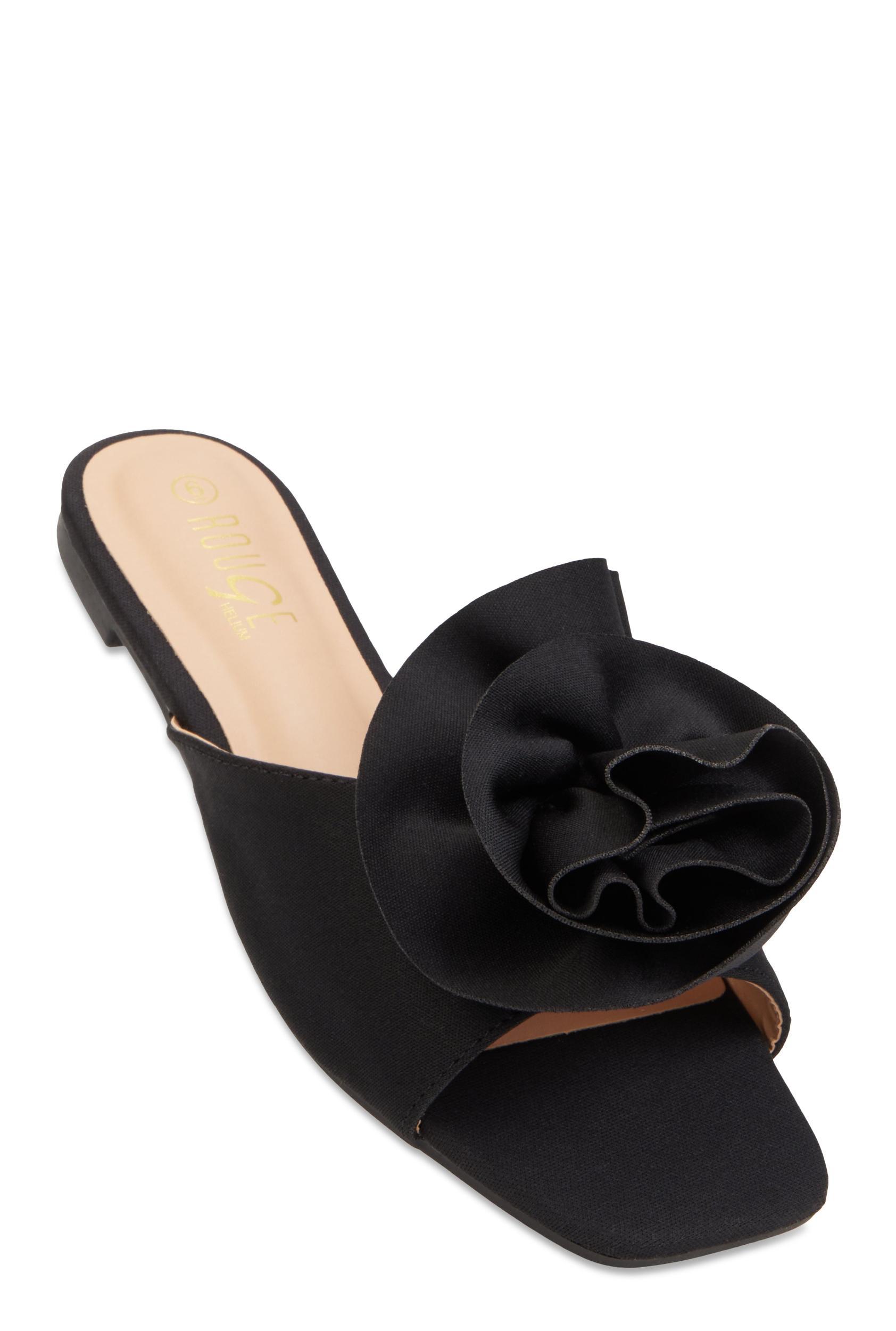 Womens Rose Band Square Toe Slide Sandals Product Image