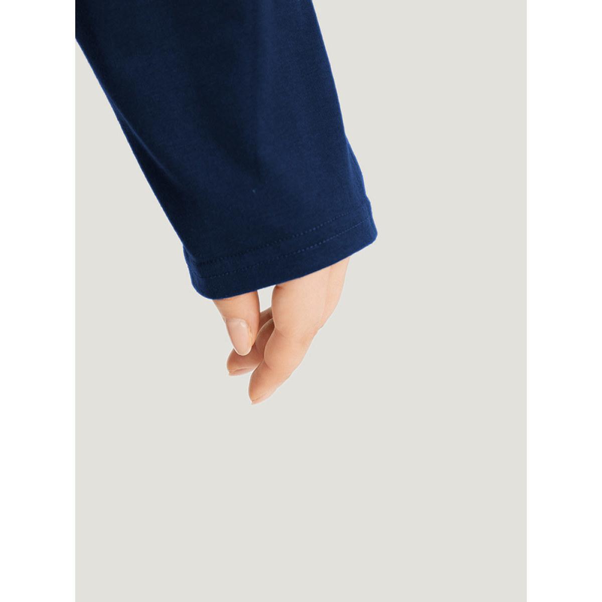 Plus Size Plain Ties Open Front Kimono Women DarkBlue Casual Plain Everyday Kimonos BloomChic 22-24/3X Product Image