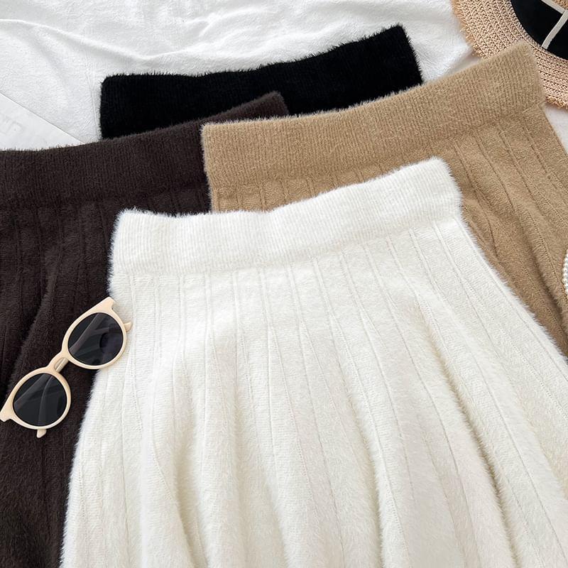 High Rise Knit Mini A-Line Skirt Product Image