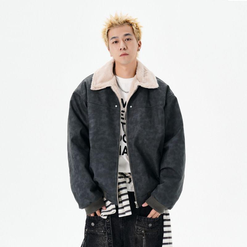 Fleece Collared Zip-Up Jacket Product Image