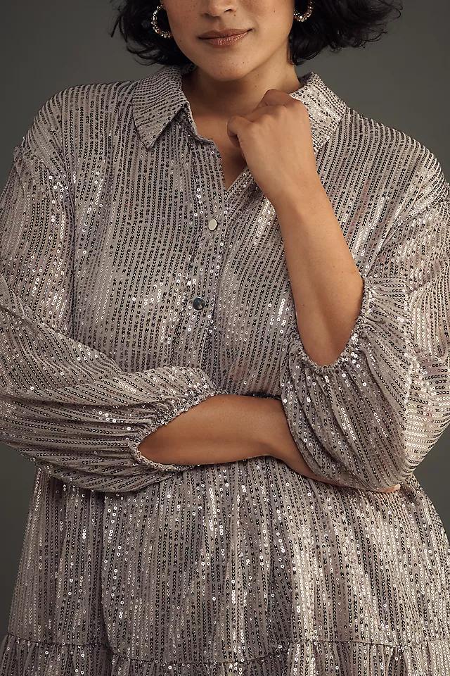 The Bettina Tiered Shirt Dress by Maeve: Mini Sequin Edition Product Image