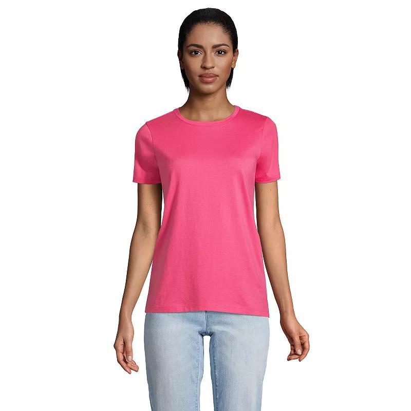 Petite Lands' End Relaxed-Fit Supima Cotton Crewneck Tee, Women's, Size: Medium Petite, Black Product Image