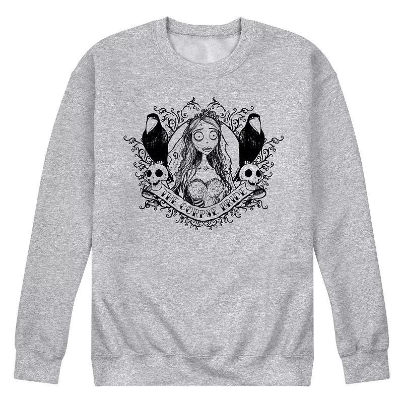 Mens Corpse Bride Crows Graphic Fleece Grey Gray Product Image
