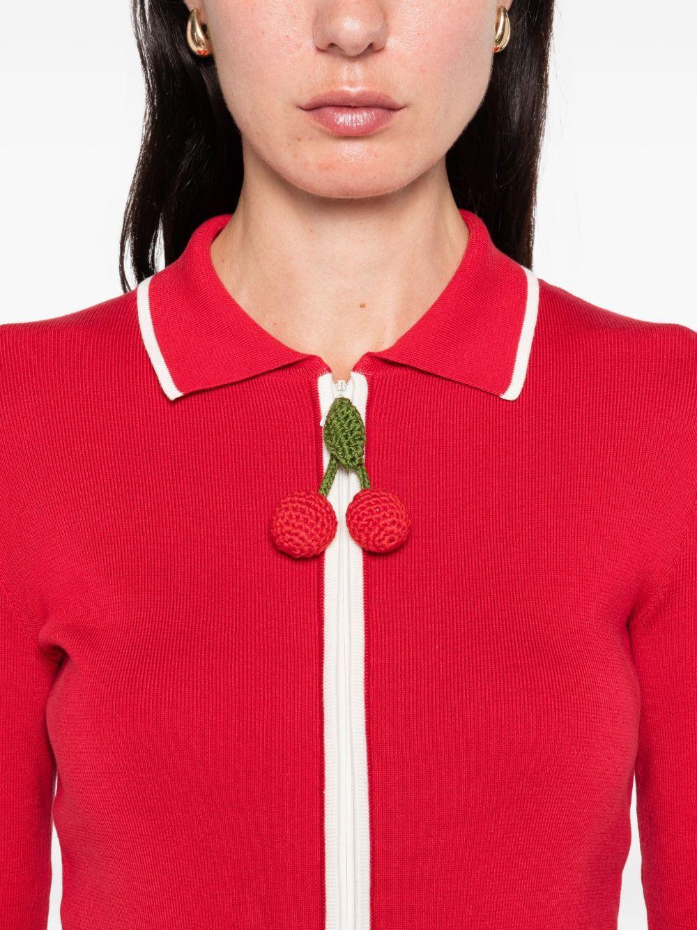 cherry-detail zip-up cardigan Product Image