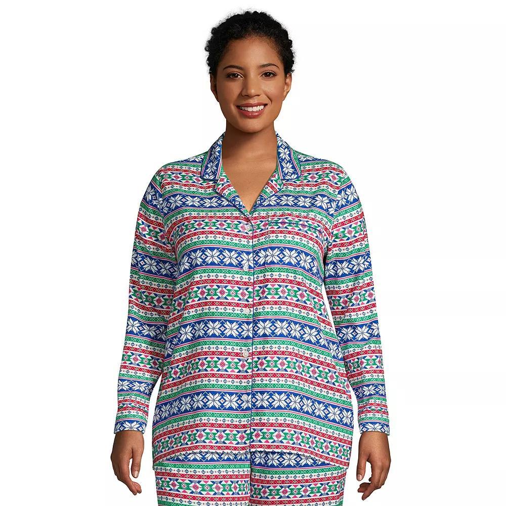 Plus Size Lands' End Long Sleeve Flannel Pajama Top, Women's, Size: 1XL, Heritage Red Plaid Product Image