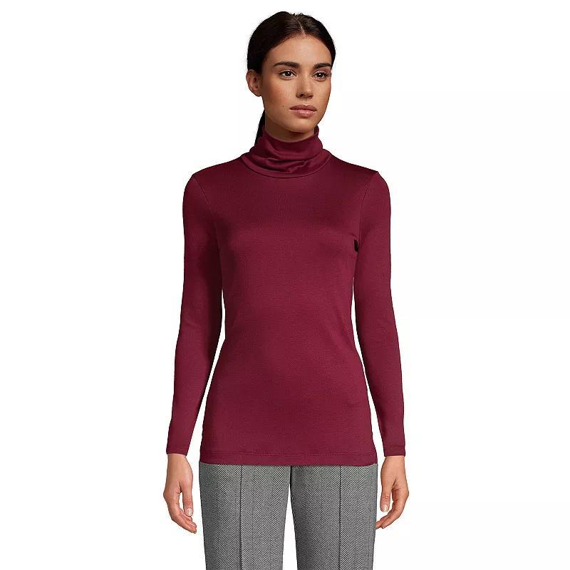 Womens Lands End Supima Cotton Long Sleeve Turtleneck Radiant Blue Product Image