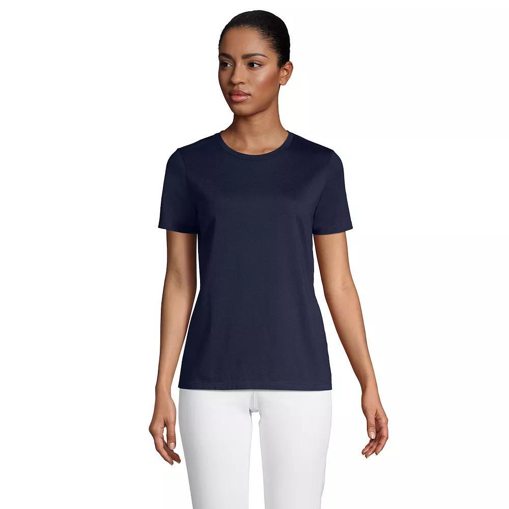 Petite Lands' End Relaxed-Fit Supima Cotton Crewneck Tee, Women's, Size: Medium Petite, Black Product Image