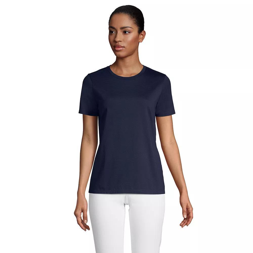 Petite Lands' End Relaxed-Fit Supima Cotton Crewneck Tee, Women's, Size: Medium Petite, Black Product Image