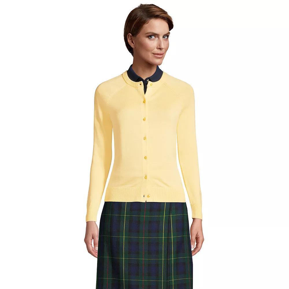 Women's Lands' End Cotton Modal Cardigan Sweater, Size: Medium, Yellow Product Image