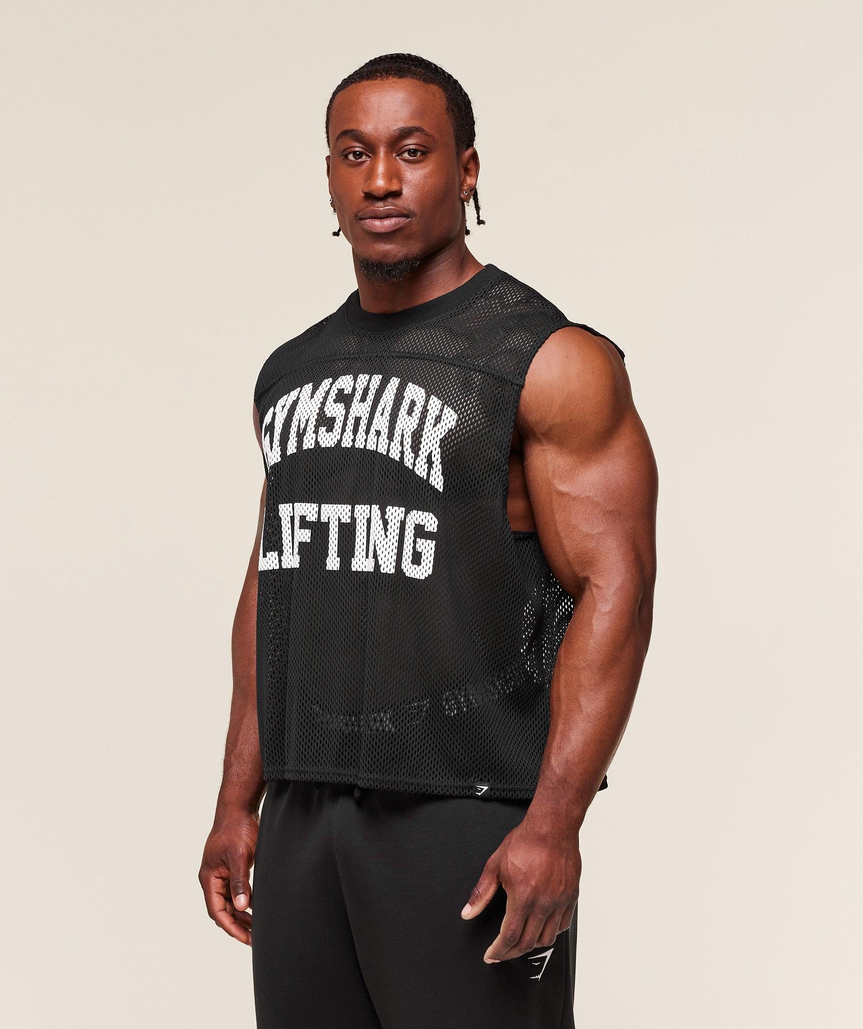 Gymshark Mesh Oversized Tank - Black Male Product Image