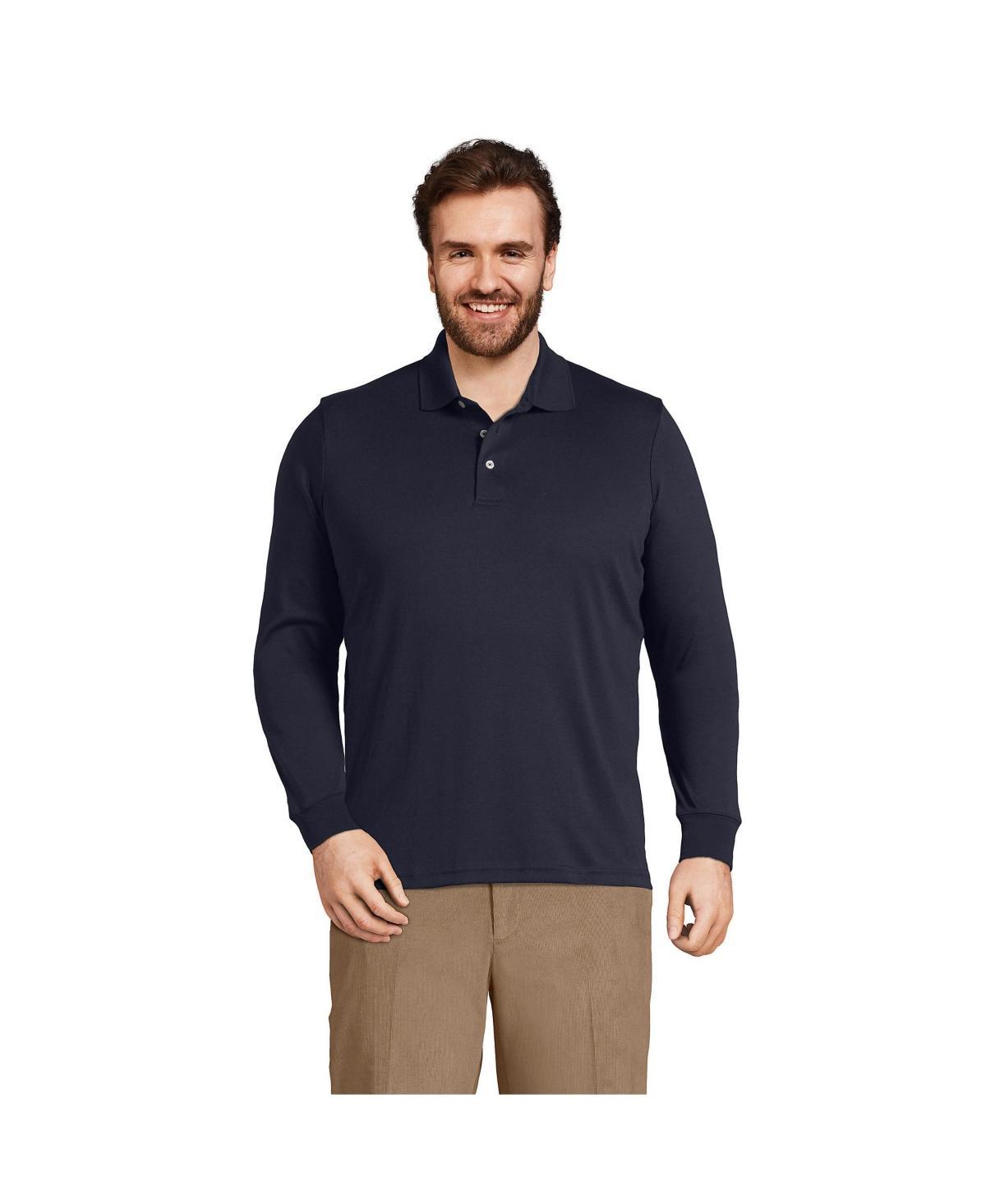 Lands End Mens Long Sleeve Cotton Supima Polo Shirt Product Image