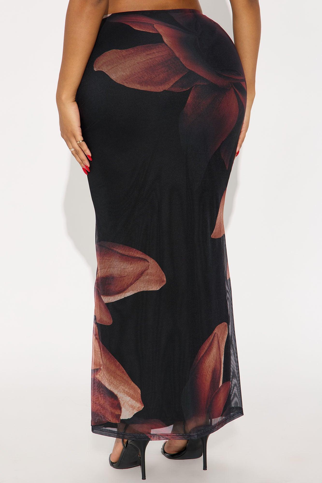 Lilith Floral Mesh Maxi Skirt - Black/combo Product Image