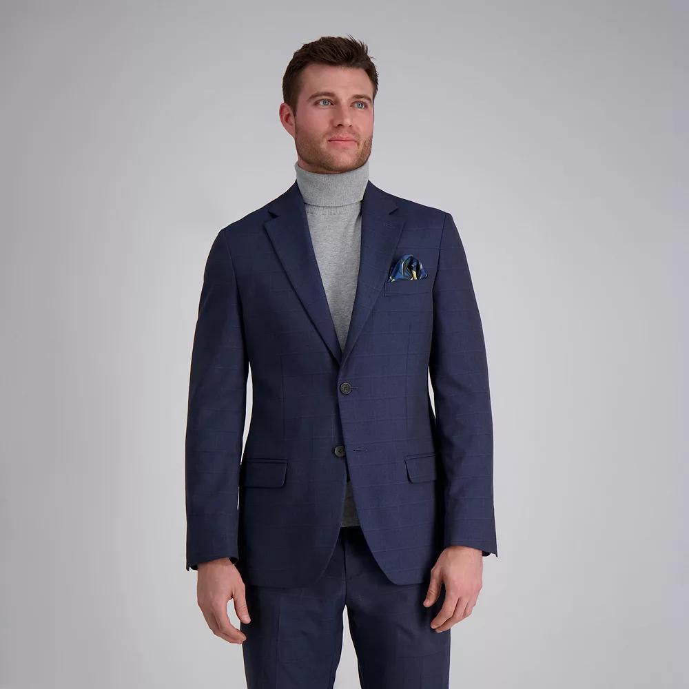 Mens J.M. Haggar Premium Tailored-Fit Stretch Suit Jacket Blue Windowpane Product Image
