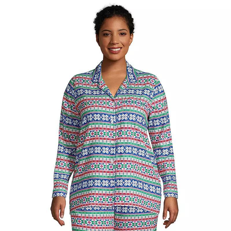 Plus Size Lands' End Long Sleeve Flannel Pajama Top, Women's, Size: 1XL, Heritage Red Plaid Product Image
