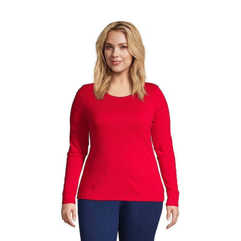 Plus Size Lands' End Long Sleeve Crewneck Tee, Women's, Size: 2XL, Black Product Image
