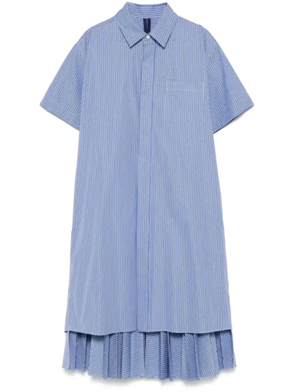 SACAI Striped Mini Dress In Blue Product Image