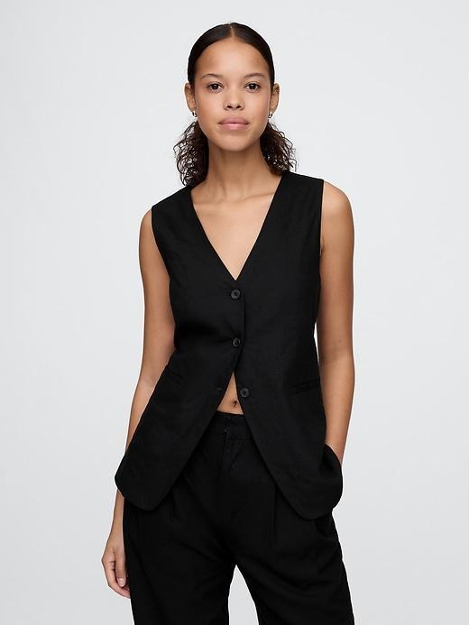 Linen-Blend Longline Vest Product Image