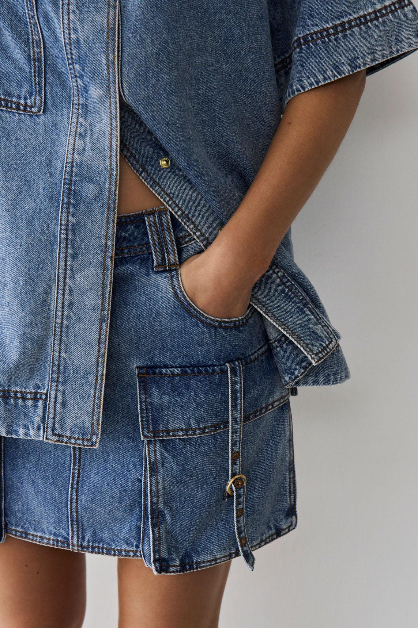 Juno Denim Micro Mini Skirt Product Image