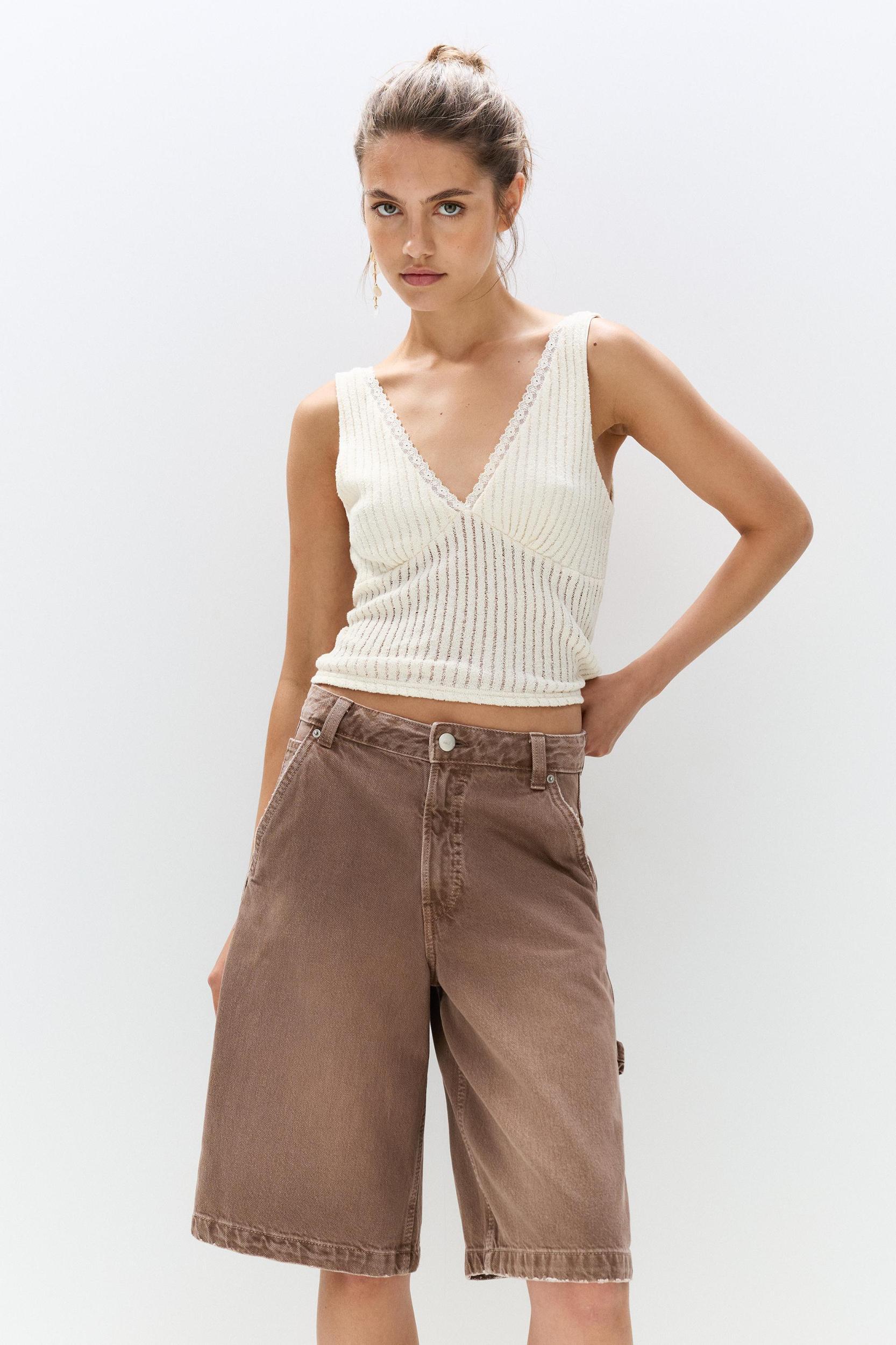 Brown carpenter Bermuda shorts Product Image
