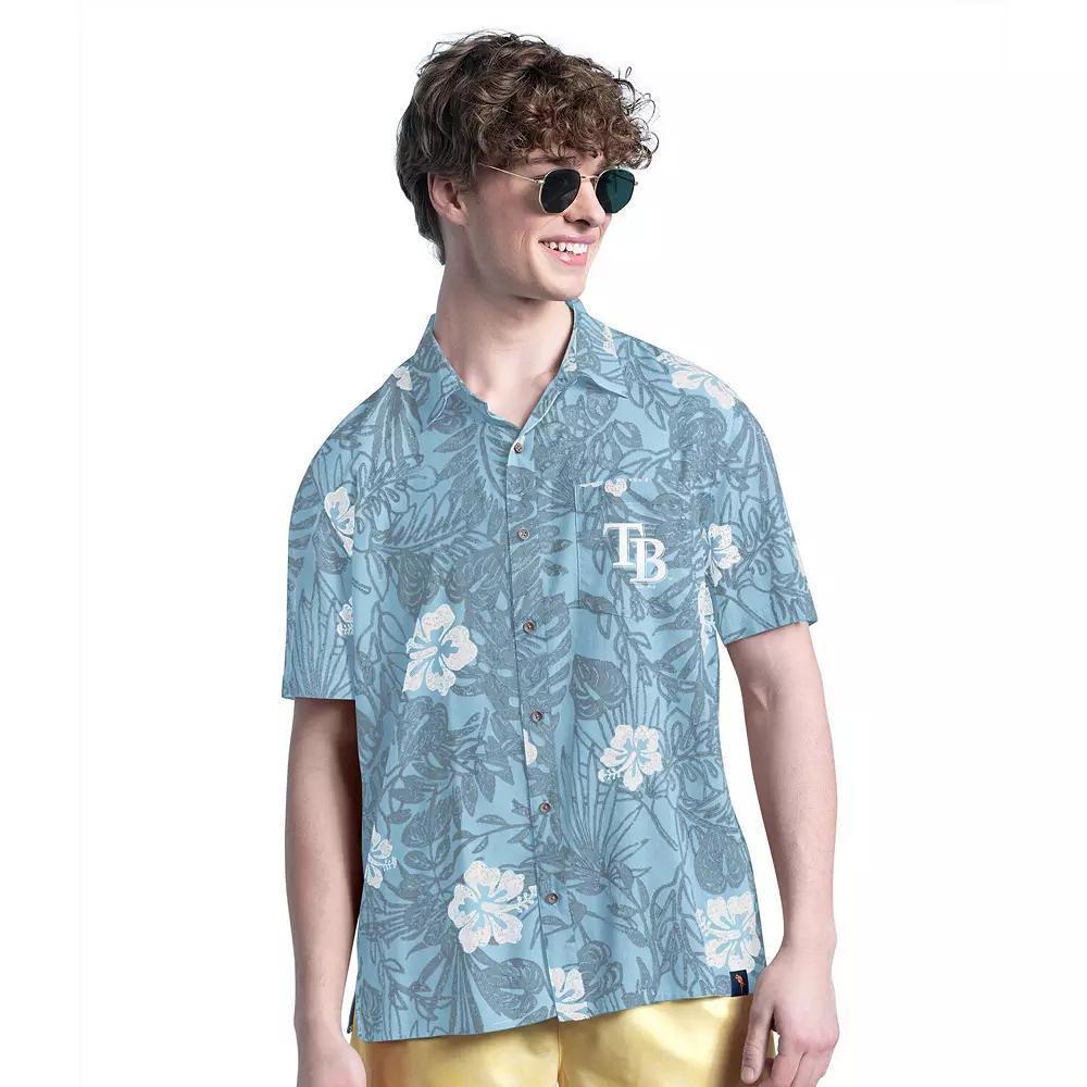 Men's Margaritaville Blue Tampa Bay Rays Palm Shade Party Button-Up Shirt, Size: Medium Product Image