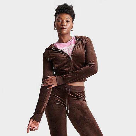 Womens Juicy Couture OG Big Bling Velour Zip-Up Hoodie Product Image